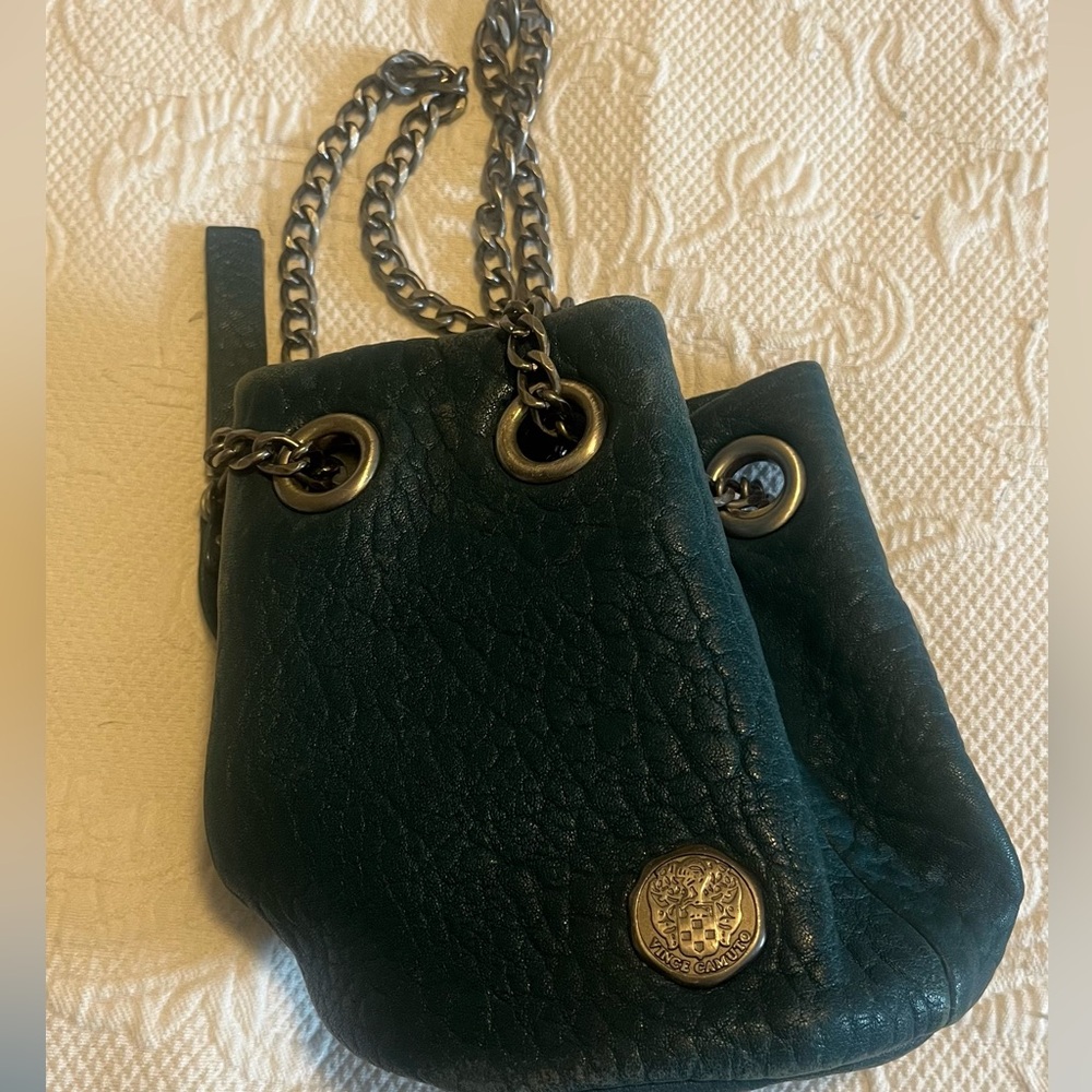 Elegant Vince Camito teal Leather Chain Bag